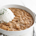 peruvian beans in a bowl with rice