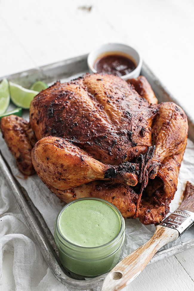 peruvian chicken on a sheet tray