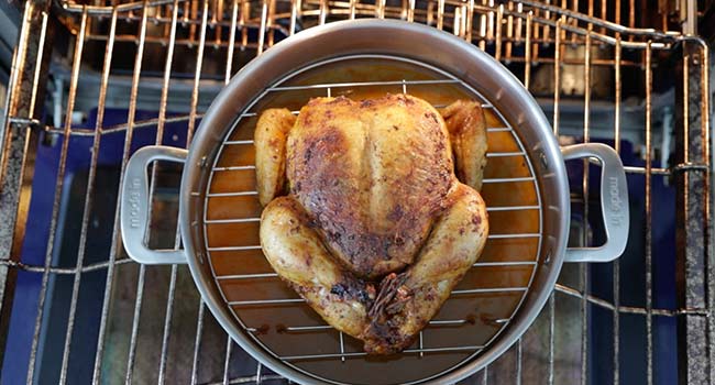 roasted chicken in an oven