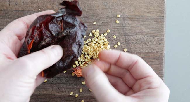 removing seeds from a chili