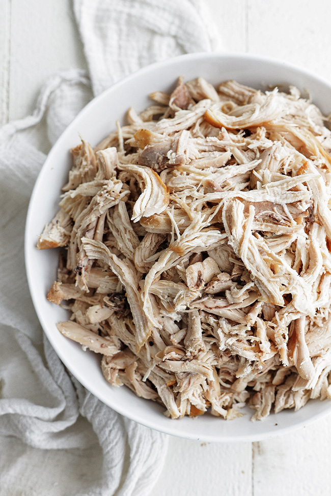 shredded chicken in a bowl