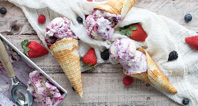 berry ice cream cones