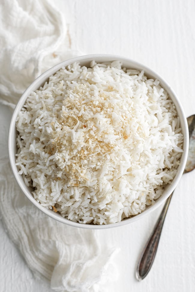 coconut rice in a bowl