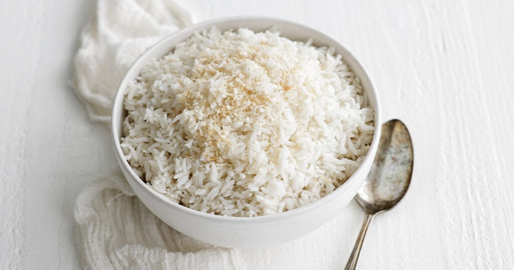 coconut rice with toasted coconut