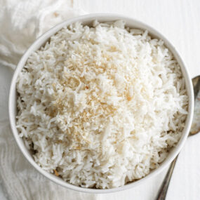 coconut rice in a bowl