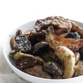 roasted fingerling potatoes in a bowl