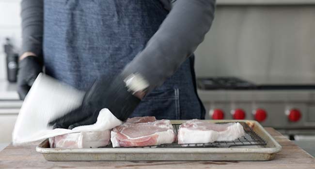 patting dry pork chops