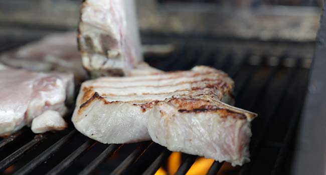 grill marks on pork chops