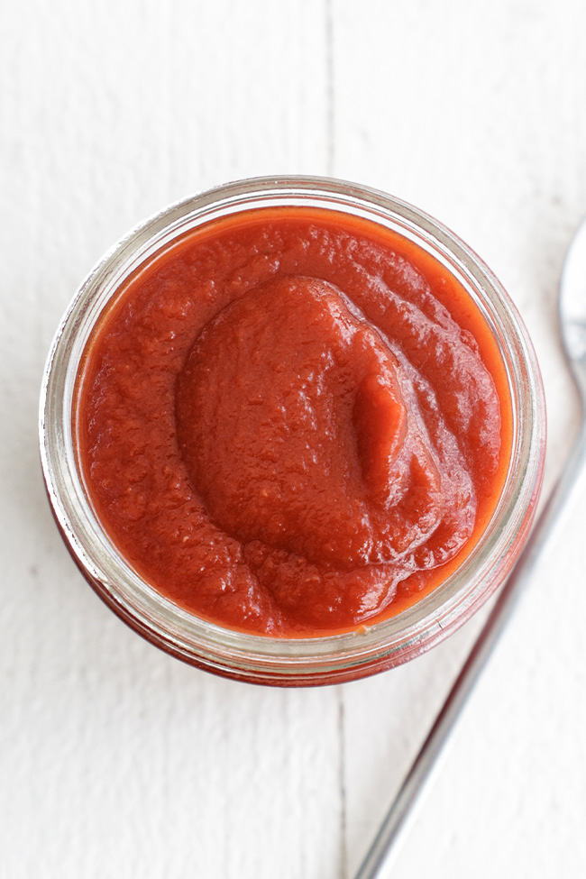 homemade ketchup in a jar