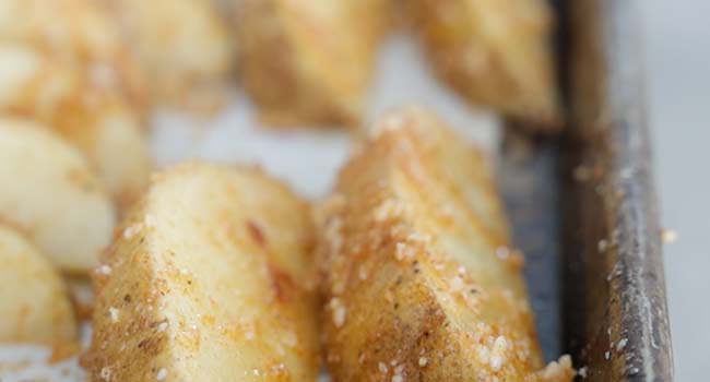 potatoes on a sheet tray