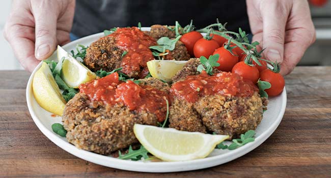 amogio sauce on breaded steak