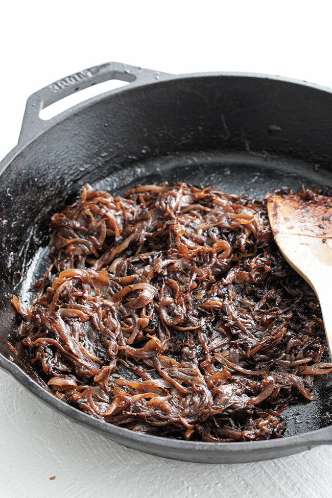 caramelized onions in a pan