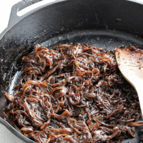 caramelized onions in a pan