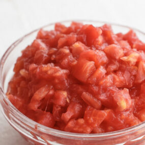 diced tomatoes in a bowl