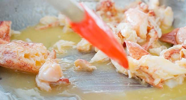 coating lobster in melted butter