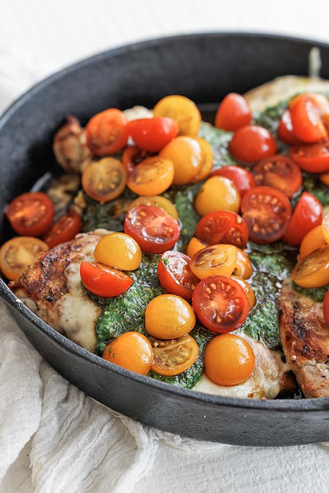 margherita chicken in a pan