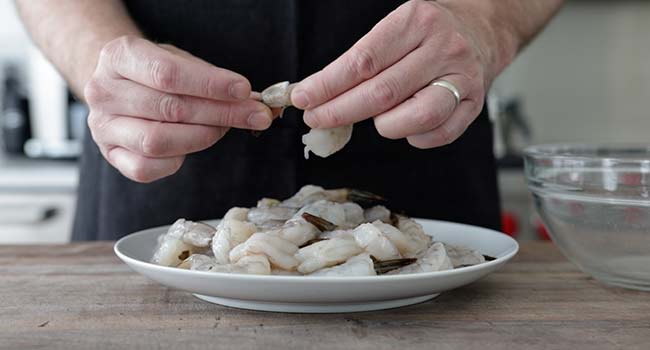 shelling shrimp