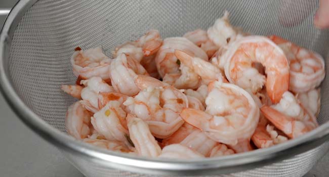 draining shrimp