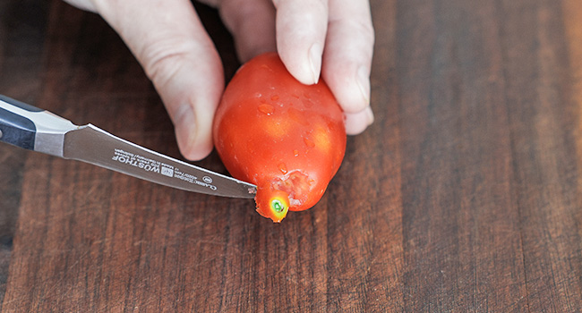 removing the core from tomatoes