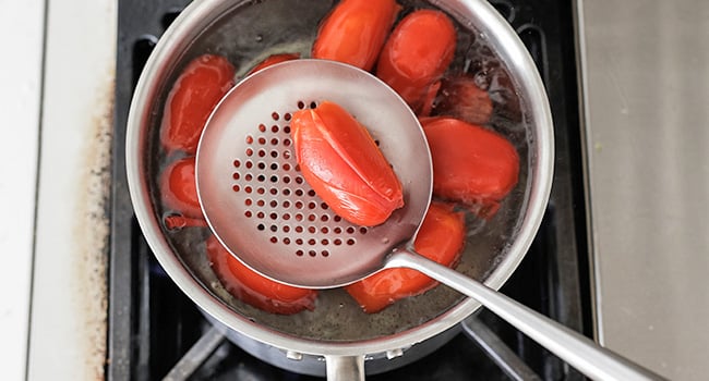 skin peeling from a tomato