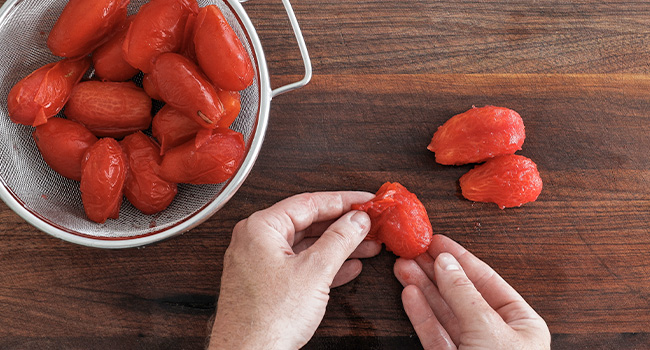 peeling a tomato