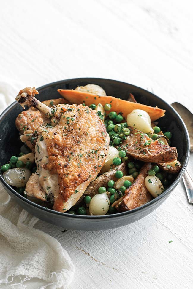 chicken vesuvio in a bowl