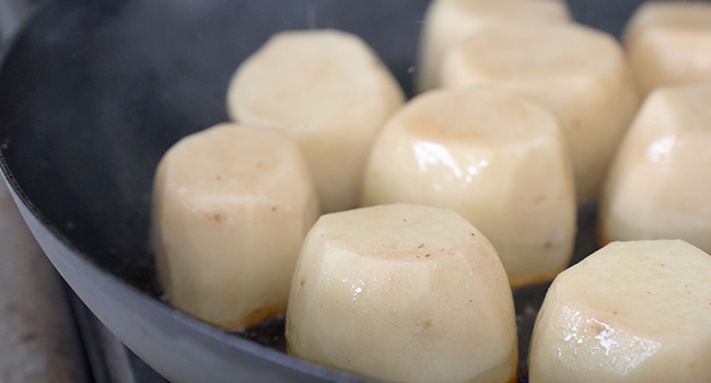 searing potatoes