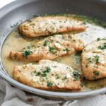 lemon butter chicken in a pan