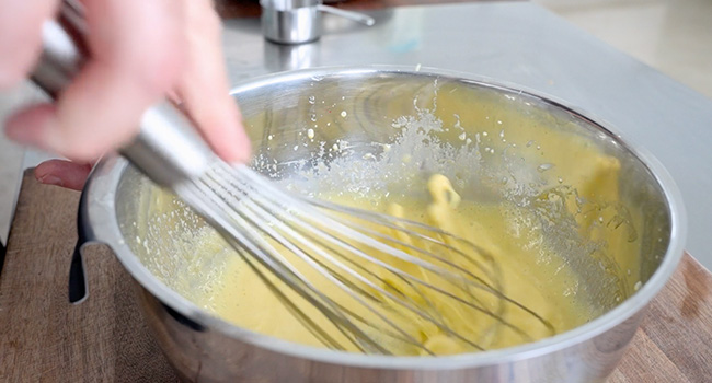 whisked egg yolks with wine and sugar