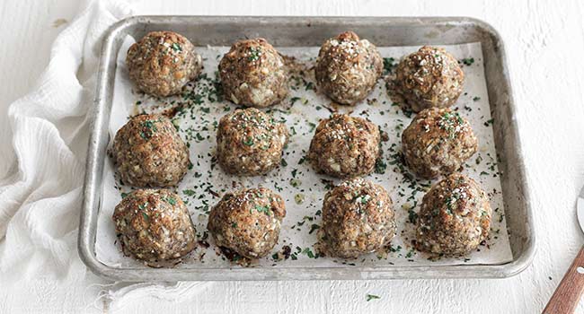 baked meatballs on a tray