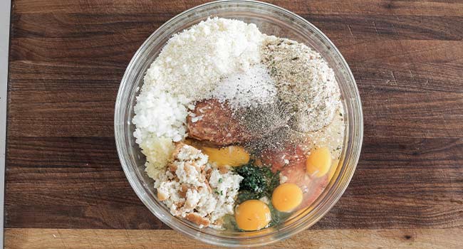 meatball ingredients in a bowl