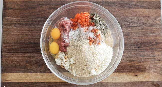 meatball ingredients in a bowl