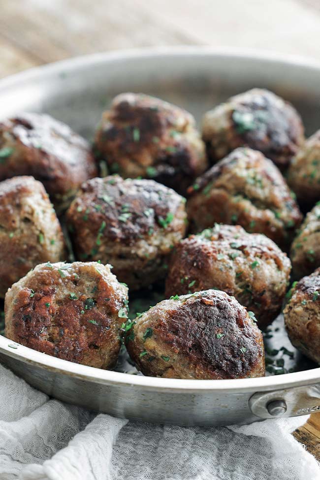 pan fried meatballs with herbs