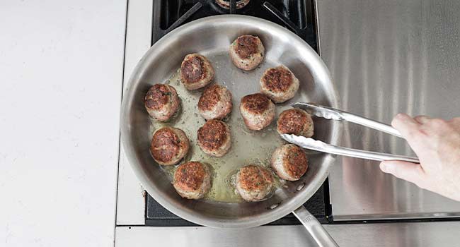 pan frying meatballs