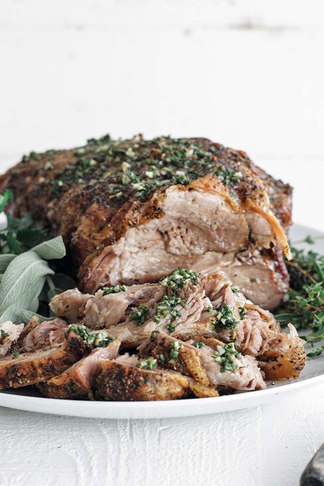 roasted pork shoulder on a platter 