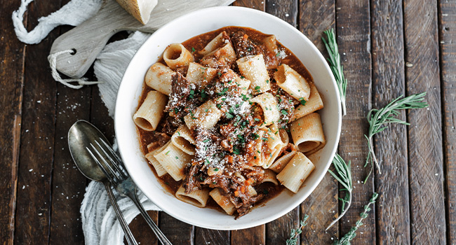 short rib pasta with herbs