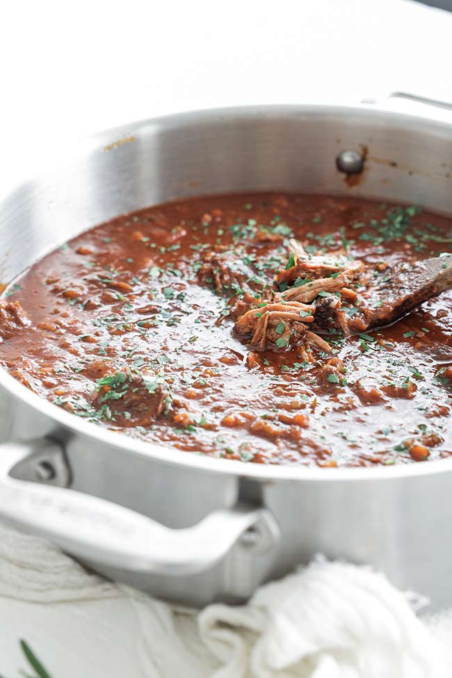 short rib ragu in a pot