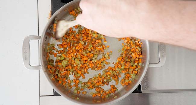 stirring mirepoix