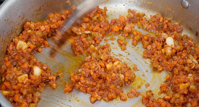 tomato paste and mirepoix