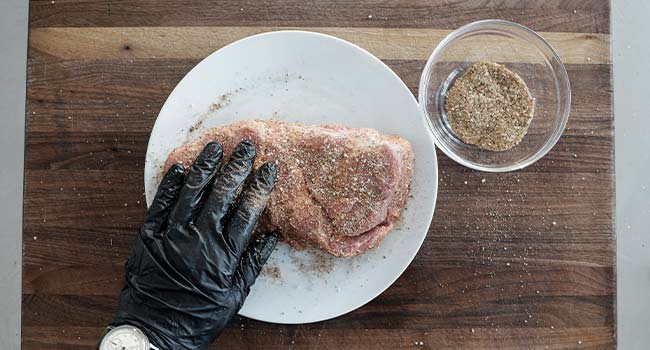 coating pork with spices