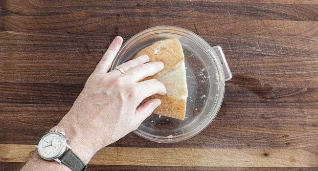 soaking bread in water