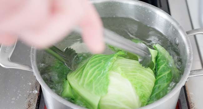 boiling a head of cabbage