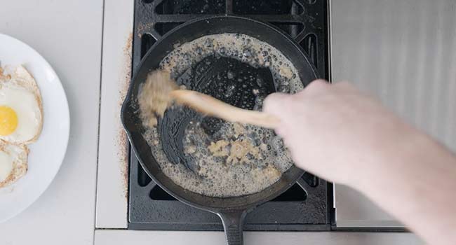 cooking garlic in a pan