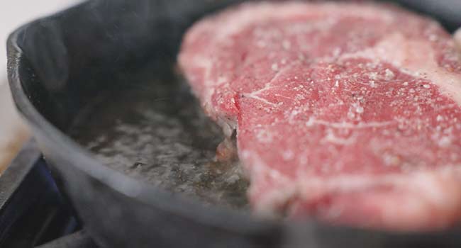 searing a steak