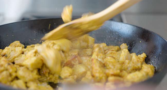 sauteing chicken tikka