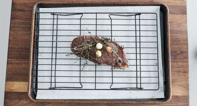 resting a steak on a rack