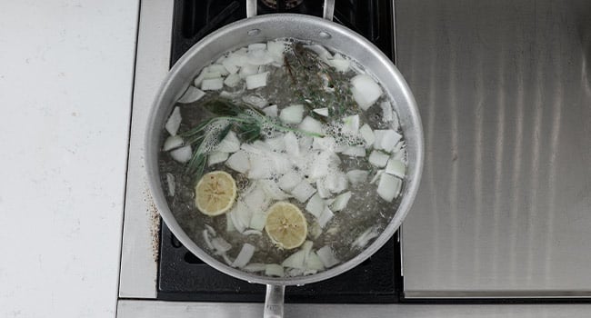 boiling a brine in a pot