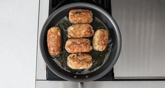 frying chicken braciole