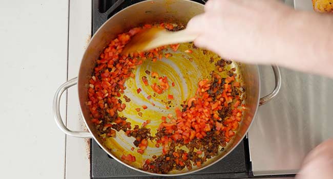 sautéing peppers and onions