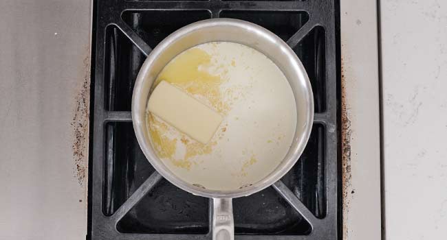 cream and butter in a pot